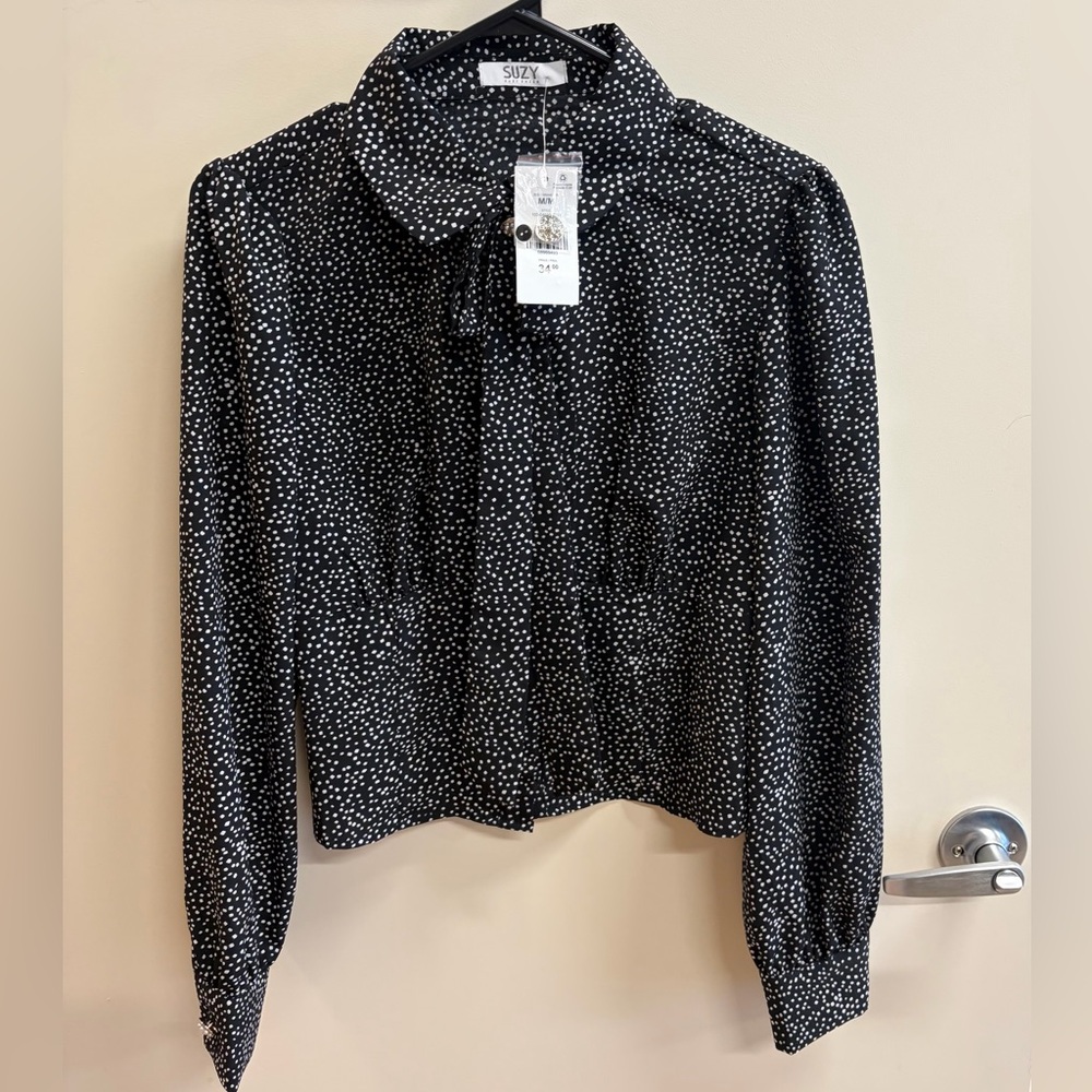 New Black and White Dotted Blouse